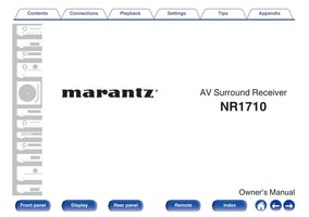 Marantz NR1710 Audio/Video Receiver Operating Manual